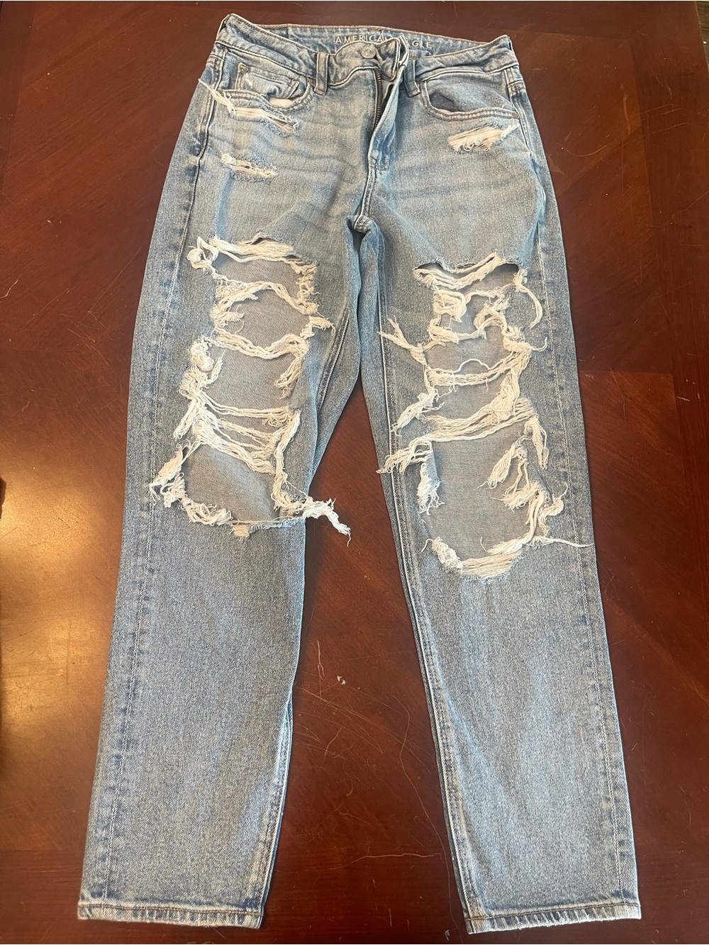 American Eagle Outfitters Light Blue Distressed Straight Jeans